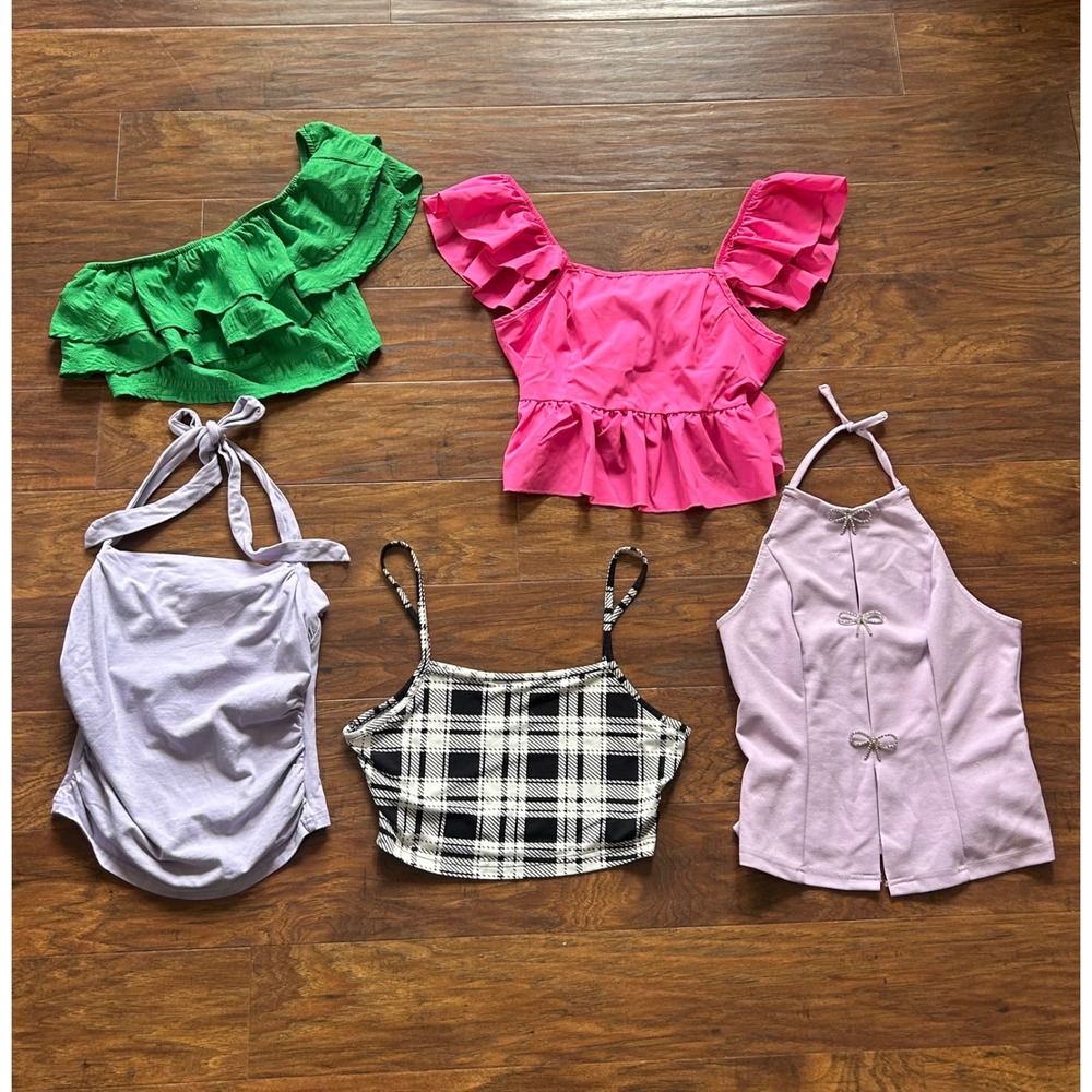 Bundle of 5 Women's Small Crop Tops for Summer
